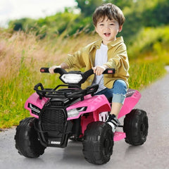 LuxuryLifeWay 6V Kids ATV Quad Electric Ride On Car with LED Light and MP3 - Color: Pink