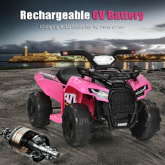 LuxuryLifeWay 6V Kids ATV Quad Electric Ride On Car with LED Light and MP3 - Color: Pink