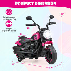12V Kids Electric Motorcycle with Training Wheels and LED Headlights