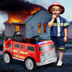 12V Kids Ride on Fire Truck with Remote Control and Extinguisher