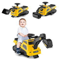 6V Ride On 3-in-1 Electric Excavator with Adjustable Arms and Music
