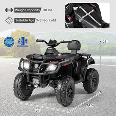 24V Kids Ride On 2 Seater ATV with 4 Motors, LED Lights, and Music