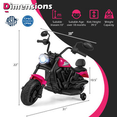 6V Kids Ride On Motorcycle with Headlight, Music, and Removable Training Wheels