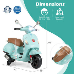 6V 4.5Ah Kids Ride On Licensed VESPA with Music and Training Wheels
