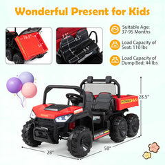 24V 7Ah Kids Ride On 2-Seater 4WD UTV with Electric Dump Bed and Lights