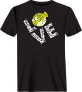Outdoorzees Unisex Love Fishing Green Blowfish Globe T-Shirt