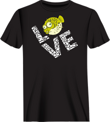Outdoorzees Unisex Love Fishing Green Blowfish Globe T-Shirt