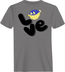 Outdoorzees Unisex Love Fishing Blue Blowfish Globe T-Shirt