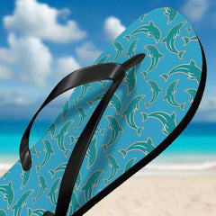 Unisex Turquoise Miami 🐬 'DolFan' Flip-Flops
