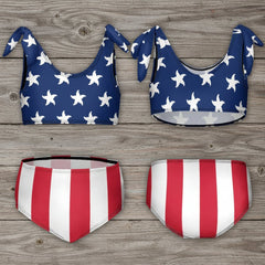 Girl's American Flag Two-Piece Bikini Swimsuit