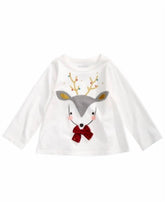 Infant Boy's Reindeer Appliqué Long Sleeve T-Shirt CHRISTMAS