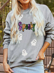 HALLOWEEN Women's 'Spooky' Ghost Sequin Sweatshirt