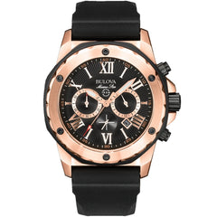Bulova Men's Marine Star - Black Dial/Strap, Rose Gold Case - 100m