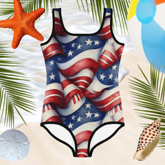 Girls's American Flag One-Piece Swimsuit