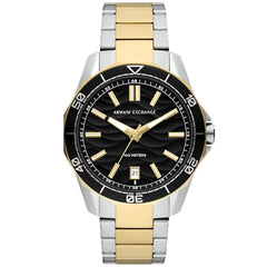 Armani Exchange Men's Spencer - Black Dial, Silver/Gold Bracelet - 100m