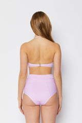 Women's High Waist Two-Piece Bikini Swimsuit - Thin Stripe Pink