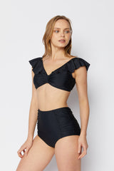 Women's High Waist Two-Piece Bikini Swimsuit - Black