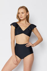 Women's High Waist Two-Piece Bikini Swimsuit - Black