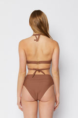 Women's High Waist Two-Piece Bikini Swimsuit - Mocha