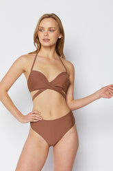 Women's High Waist Two-Piece Bikini Swimsuit - Mocha