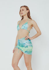 Women's Three-Piece Bikini Swimsuit with Skirt Cover-Up - GREEN SUMMER