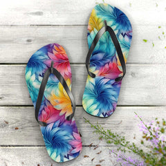 Unisex Tropical Leafy Pattern 🌴 Beachy Feet Flip-Flops 🩴