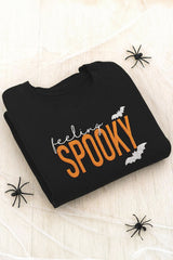 HALLOWEEN Women's 'Feeling Spooky' Embroidered Graphic Baggy Sweatshirt