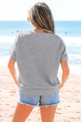 Women's USA Patch Notched Neck Loose Tee