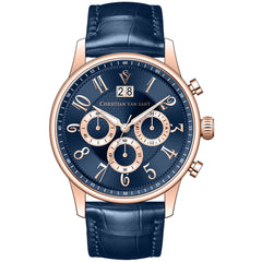 Christian Van Sant Men's Heritage - Blue Dial/Strap, Rose Gold Case - 50m