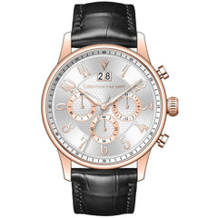 Christian Van Sant Men's Heritage - Silver Dial, Black Strap - 50m