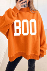 HALLOWEEN Women's 'SPOOKY/BOO' Double Sided Print/Reversible Mock Neck Sweatshirt