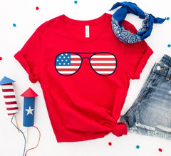Unisex American Flag Sunglasses T-Shirt