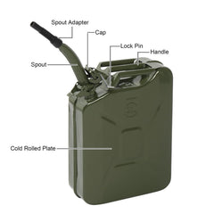 Berry Charmz 5 Gallon Jerry Fuel Can with Flexible Spout, Portable Steel Fuel Can