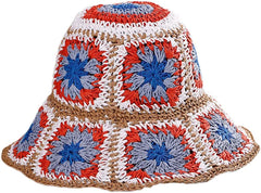 Berry Charmz Women's Straw Floral Woven Bucket Hat