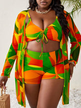 Berry Charmz Women's Plus Size Multi-Color Bikini Swimsuit with Shorts and Cover-Up