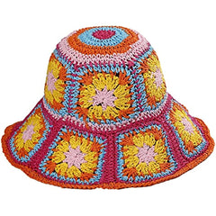Berry Charmz Women's Straw Floral Woven Bucket Hat