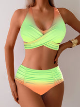 Women's Cross Gather High Waist Two-Piece Bikini Swimsuit