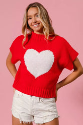 Women's Rib Banded Heart Pattern Sweater
