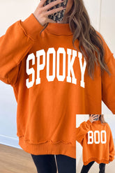 HALLOWEEN Women's 'SPOOKY/BOO' Double Sided Print/Reversible Mock Neck Sweatshirt
