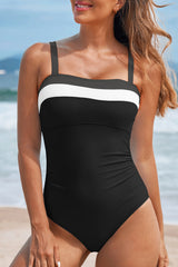 Women's Block Detail Adjustable Straps One-Piece Swimsuit