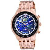 Seapro Men's Meridian World Timer GMT - Blue Dial, Rose Gold Bracelet - 100m