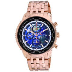 Seapro Men's Meridian World Timer GMT - Blue Dial, Rose Gold Bracelet - 100m
