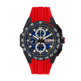 Giorgio Piola Design Men's G5 Delta Automatic Titanium Swiss Sport Chrono Watch (Black PVD Coating) - Blue Dial, Red Strap - 100m