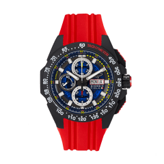 Giorgio Piola Design Men's G5 Delta Automatic Titanium Swiss Sport Chrono Watch (Black PVD Coating) - Blue Dial, Red Strap - 100m