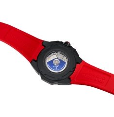 Giorgio Piola Design Men's G5 Delta Automatic Titanium Swiss Sport Chrono Watch (Black PVD Coating) - Blue Dial, Red Strap - 100m