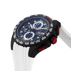 Giorgio Piola Design Men's G5 Delta Automatic Titanium Swiss Sport Chrono Watch (Black PVD Coating) - Black Dial, White Strap - 100m