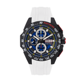 Giorgio Piola Design Men's G5 Delta Automatic Titanium Swiss Sport Chrono Watch (Black PVD Coating) - Black Dial, White Strap - 100m