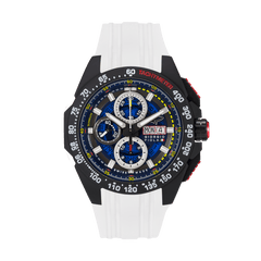 Giorgio Piola Design Men's G5 Delta Automatic Titanium Swiss Sport Chrono Watch (Black PVD Coating) - Black Dial, White Strap - 100m