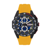 Giorgio Piola Design Men's G5 Delta Automatic Titanium Swiss Sport Chrono Watch (Black PVD Coating) - Black Dial, Yellow Strap - 100m