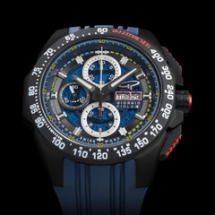 Giorgio Piola Design Men's G5 Delta Automatic Titanium Swiss Sport Chrono Watch (Black PVD Coating) - Blue Dial/Strap - 100m